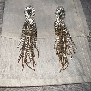 Elegant Gold and Faux Diamond Dangle Earrings